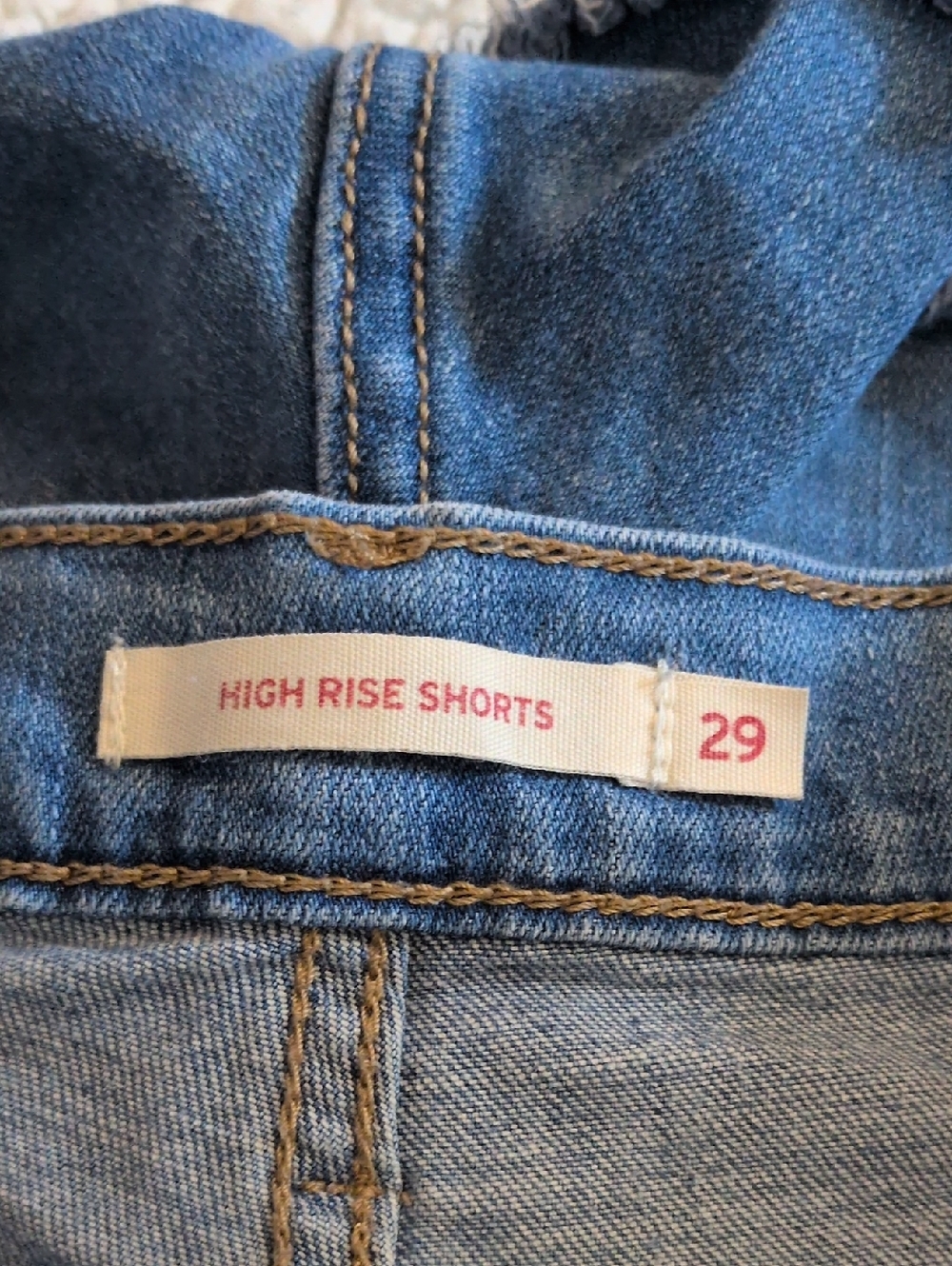 Levi's 165 Distressed Destroyed Highrise Denim Jean Shorts Retro Red Tab Cotton - Picture 5 of 6